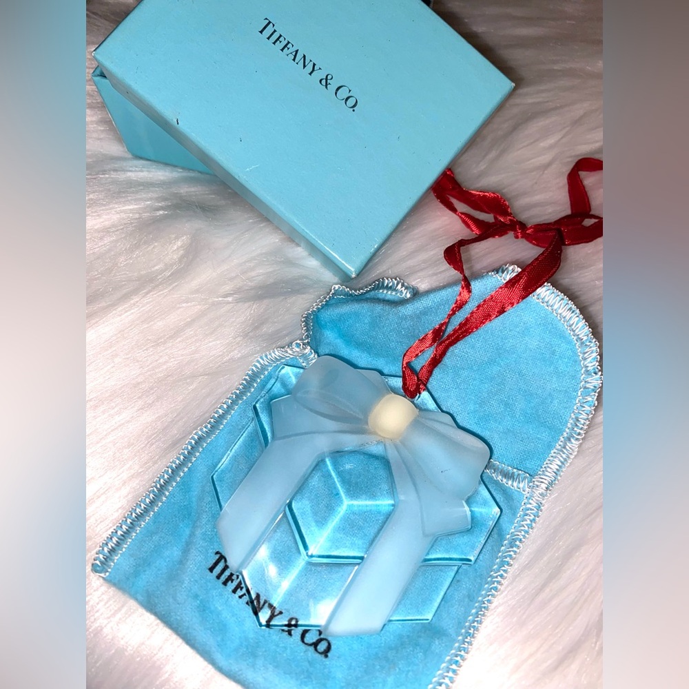 Tiffany & Co. Glass Ornament with Red Accent Ribbon - Picture 1 of 4